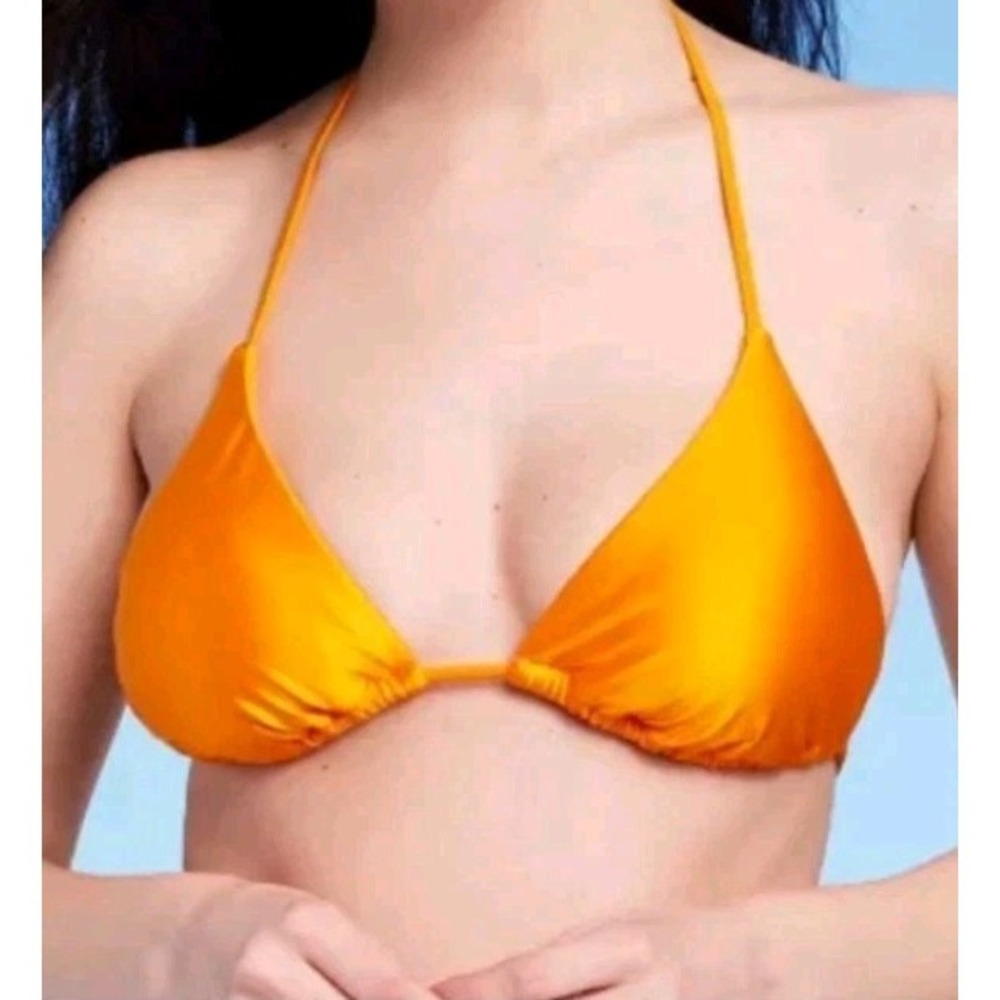 NEW Shade & Shore Women's Triangle Bikini Top Orange Size X 14 Removable Pads